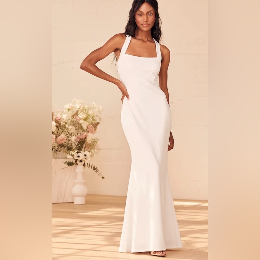 Lulu's Elegant White Maxi Dress